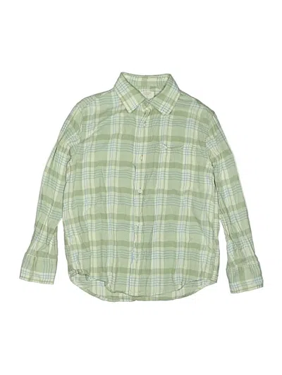 Pre-owned Crewcuts Kids' Long Sleeve Button Down Shirt In Green