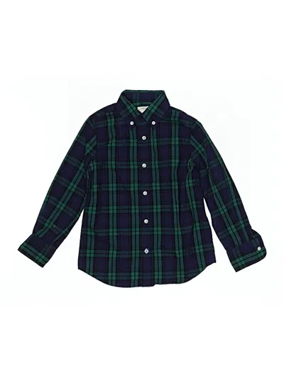 Pre-owned Crewcuts Kids' Long Sleeve Button Down Shirt In Green