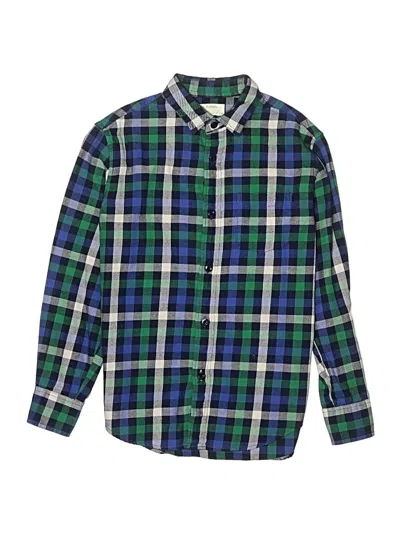 Pre-owned Crewcuts Kids' Long Sleeve Button Down Shirt In Green