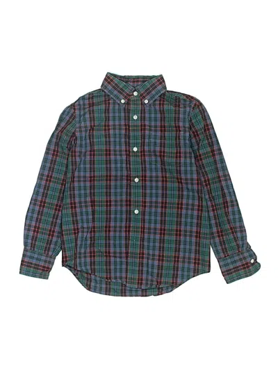 Pre-owned Crewcuts Kids' Long Sleeve Button Down Shirt In Green