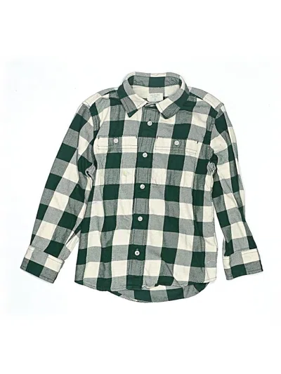 Pre-owned Crewcuts Kids' Long Sleeve Button Down Shirt In Green