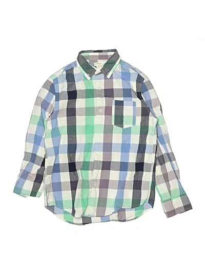 Pre-owned Crewcuts Kids' Long Sleeve Button Down Shirt In Green