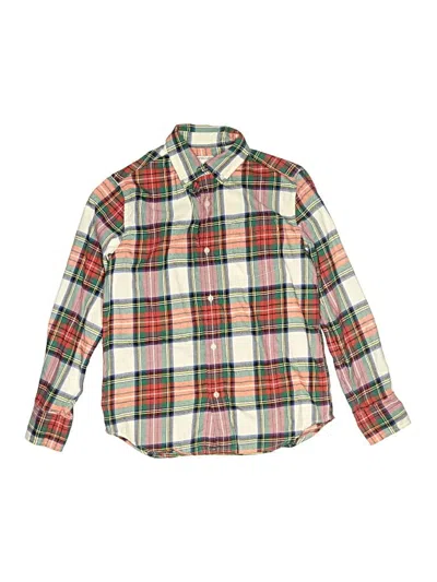 Pre-owned Crewcuts Kids' Long Sleeve Button Down Shirt In Green