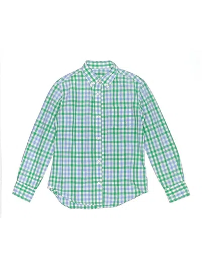 Pre-owned Crewcuts Kids' Long Sleeve Button Down Shirt In Green