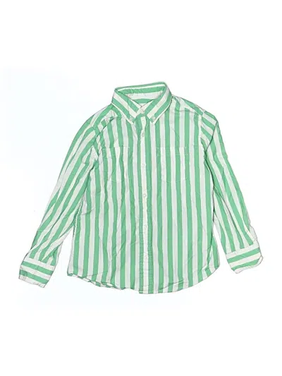Pre-owned Crewcuts Kids' Long Sleeve Button Down Shirt In Green
