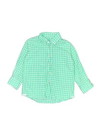 Pre-owned Crewcuts Kids' Long Sleeve Button Down Shirt In Green
