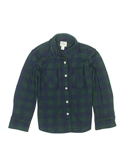 Pre-owned Crewcuts Kids' Long Sleeve Button Down Shirt In Green