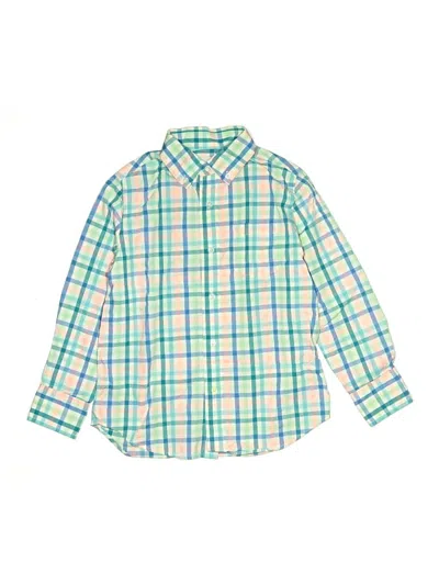 Pre-owned Crewcuts Kids' Long Sleeve Button Down Shirt In Green
