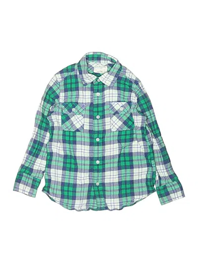 Pre-owned Crewcuts Kids' Long Sleeve Button Down Shirt In Green