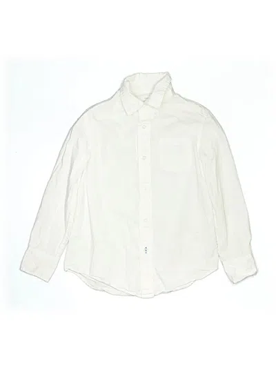 Pre-owned Crewcuts Kids' Long Sleeve Button Down Shirt In Ivory