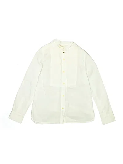 Pre-owned Crewcuts Kids' Long Sleeve Button Down Shirt In Ivory