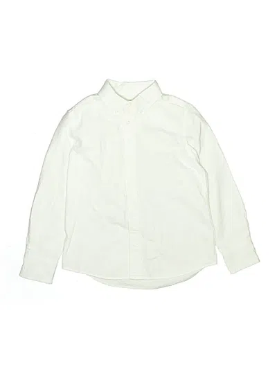 Pre-owned Crewcuts Kids' Long Sleeve Button Down Shirt In Ivory