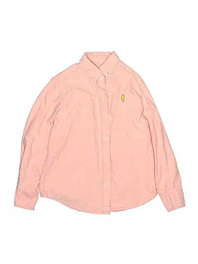 Pre-owned Crewcuts Kids' Long Sleeve Button Down Shirt In Pink