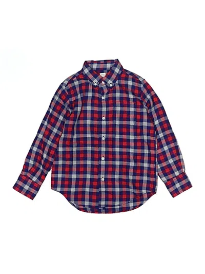 Pre-owned Crewcuts Kids' Long Sleeve Button Down Shirt In Red