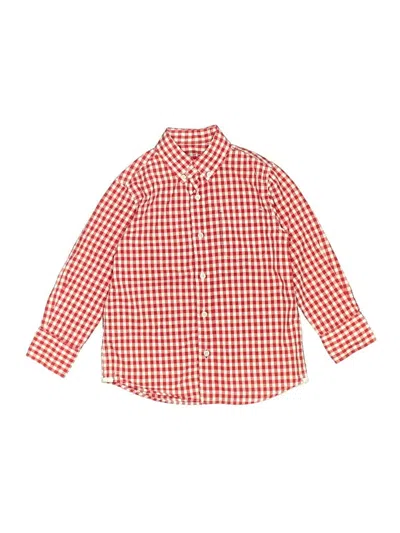 Pre-owned Crewcuts Kids' Long Sleeve Button Down Shirt In Red