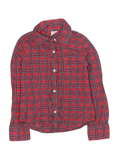 Pre-owned Crewcuts Kids' Long Sleeve Button Down Shirt In Red