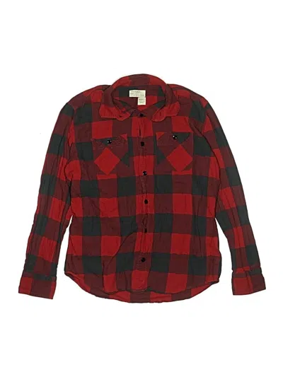 Pre-owned Crewcuts Kids' Long Sleeve Button Down Shirt In Red