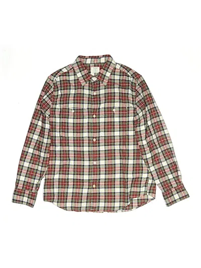 Pre-owned Crewcuts Kids' Long Sleeve Button Down Shirt In Red