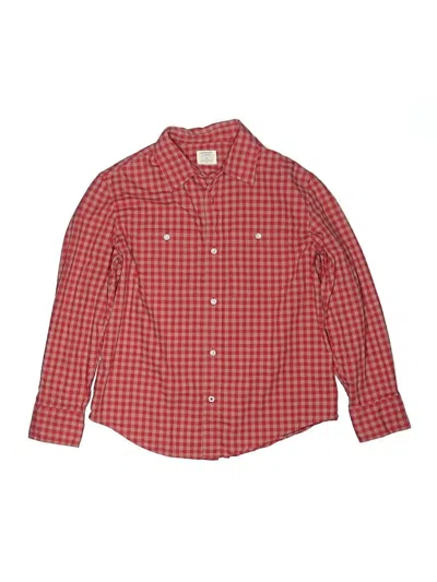 Pre-owned Crewcuts Kids' Long Sleeve Button Down Shirt In Red