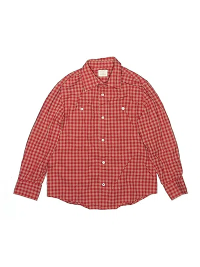 Pre-owned Crewcuts Kids' Long Sleeve Button Down Shirt In Red
