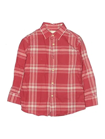 Pre-owned Crewcuts Kids' Long Sleeve Button Down Shirt In Red