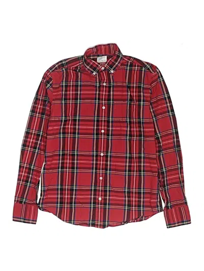 Pre-owned Crewcuts Kids' Long Sleeve Button Down Shirt In Red