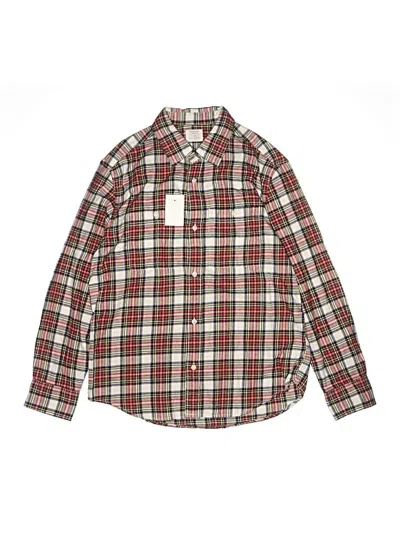 Pre-owned Crewcuts Kids' Long Sleeve Button Down Shirt In Red