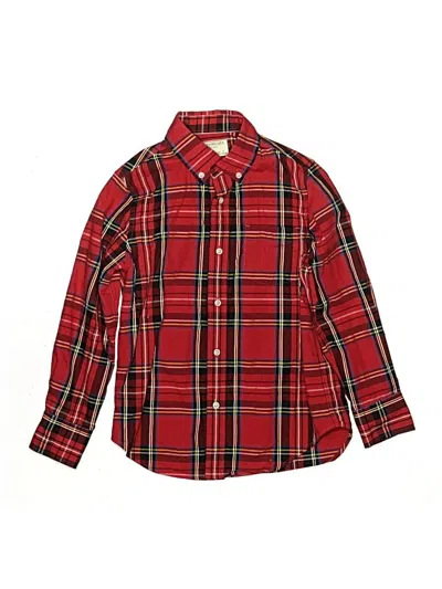 Pre-owned Crewcuts Kids' Long Sleeve Button Down Shirt In Red