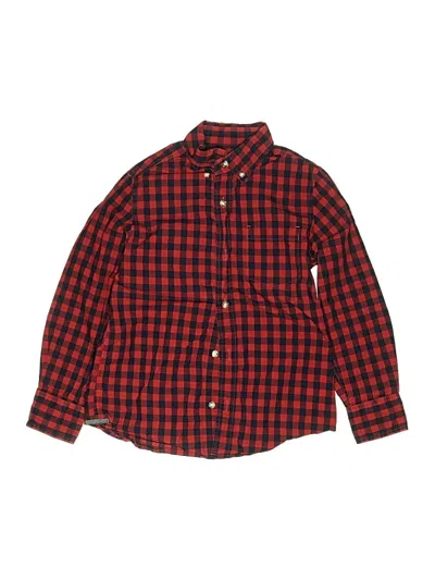 Pre-owned Crewcuts Kids' Long Sleeve Button Down Shirt In Red