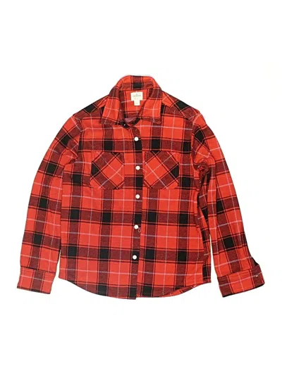 Pre-owned Crewcuts Kids' Long Sleeve Button Down Shirt In Red