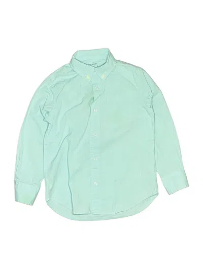 Pre-owned Crewcuts Kids' Long Sleeve Button Down Shirt In Teal