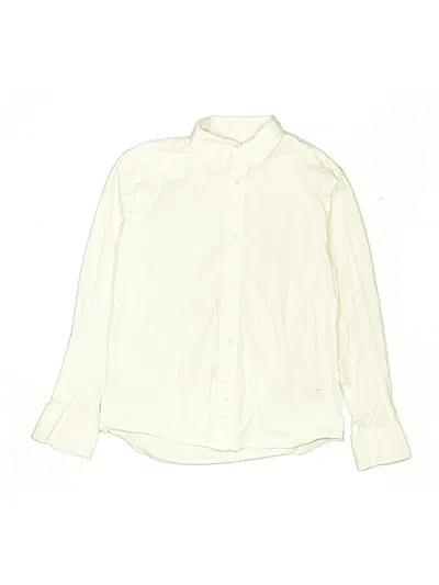 Pre-owned Crewcuts Kids' Long Sleeve Button Down Shirt In White