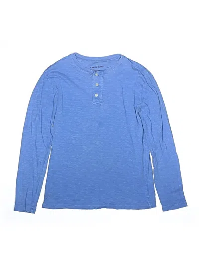Pre-owned Crewcuts Kids' Long Sleeve Henley Shirt In Blue