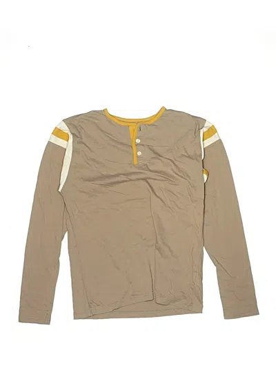 Pre-owned Crewcuts Kids' Long Sleeve Henley Shirt In Brown