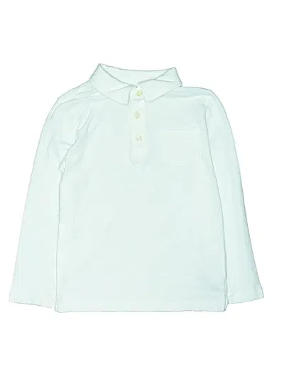 Pre-owned Crewcuts Kids' Long Sleeve Polo Shirt In White