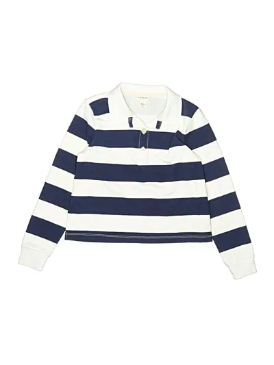 Pre-owned Crewcuts Kids' Long Sleeve Polo Shirt In White