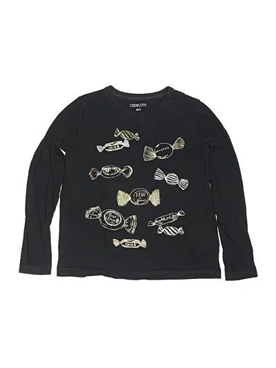 Pre-owned Crewcuts Kids' Long Sleeve Top Black Crew Neck Tops