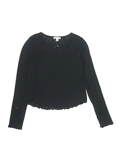 Pre-owned Crewcuts Kids' Long Sleeve Top Black Sweetheart Neckline Tops