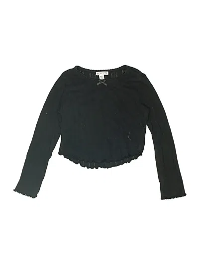 Pre-owned Crewcuts Kids' Long Sleeve Top Black Sweetheart Neckline Tops