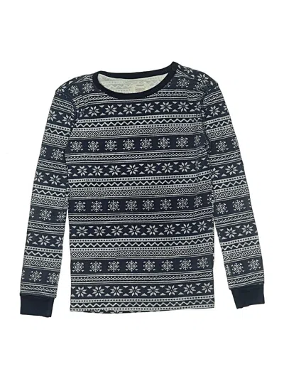 Pre-owned Crewcuts Kids' Long Sleeve Top Blue Crew Neck Tops