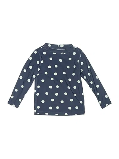 Pre-owned Crewcuts Kids' Long Sleeve Top Blue Polka Dots Pattern Crew Neck Tops
