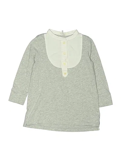 Pre-owned Crewcuts Kids' Long Sleeve Top Gray Collared Neckline Tops