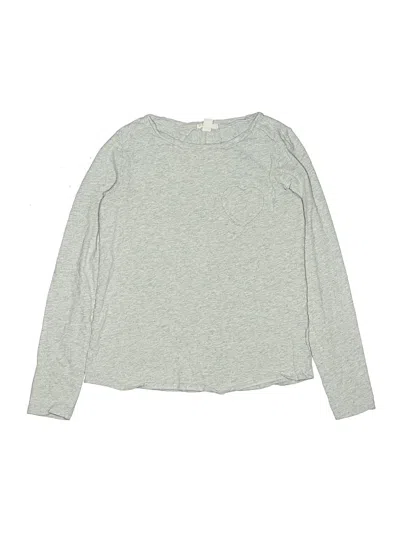 Pre-owned Crewcuts Kids' Long Sleeve Top Gray Crew Neck Tops