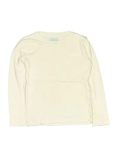 Pre-owned Crewcuts Kids' Long Sleeve Top Ivory Crew Neck Tops