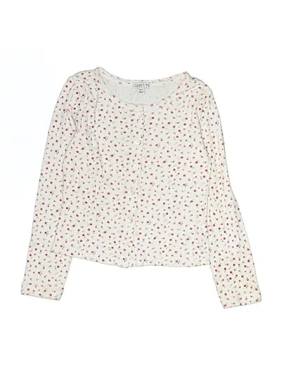 Pre-owned Crewcuts Kids' Long Sleeve Top Ivory Hearts Pattern Sweetheart Neckline Tops