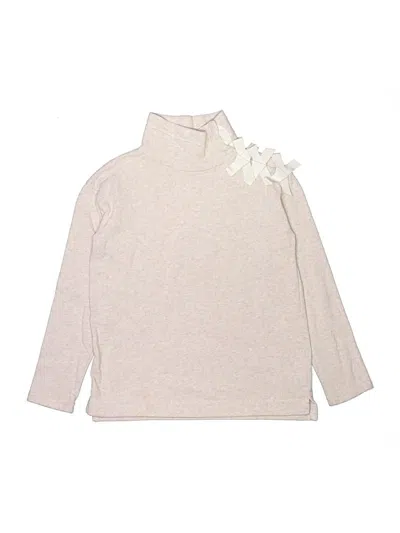 Pre-owned Crewcuts Kids' Long Sleeve Top Ivory Turtleneck Tops