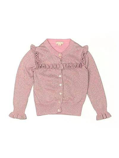 Pre-owned Crewcuts Kids' Long Sleeve Top Pink Ruffles Neckline Tops