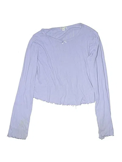Pre-owned Crewcuts Kids' Long Sleeve Top Purple Keyhole Neckline Tops