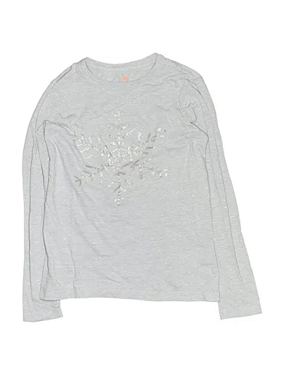 Pre-owned Crewcuts Kids' Long Sleeve Top Silver Crew Neck Tops