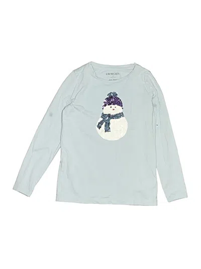 Pre-owned Crewcuts Kids' Long Sleeve Top Teal Crew Neck Tops In Blue